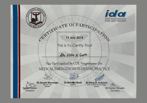 CDE Certificate - Dr. Vishu Gupta