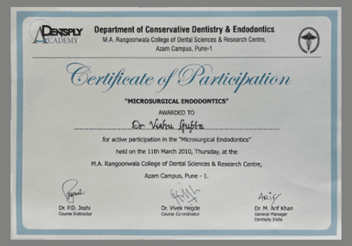 Microsurgical Endotontics Certificate